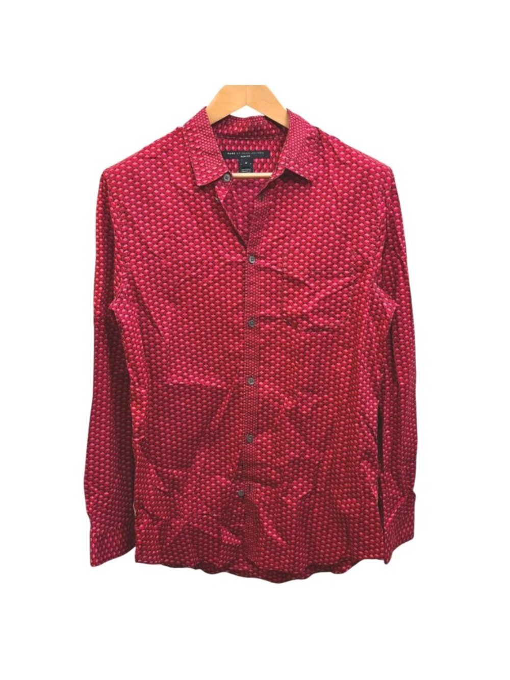 Archival 2012 Marc by Marc Jacobs Button Up M Pink / Red Geo Print 3D Art Bold